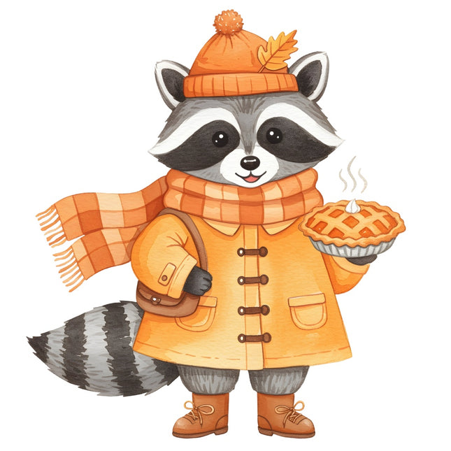 autumn raccoon quilt square