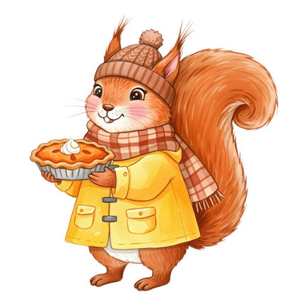 Autumn Fall Squirrel 100% Cotton Fabric Panel Block FLIP-ART543
