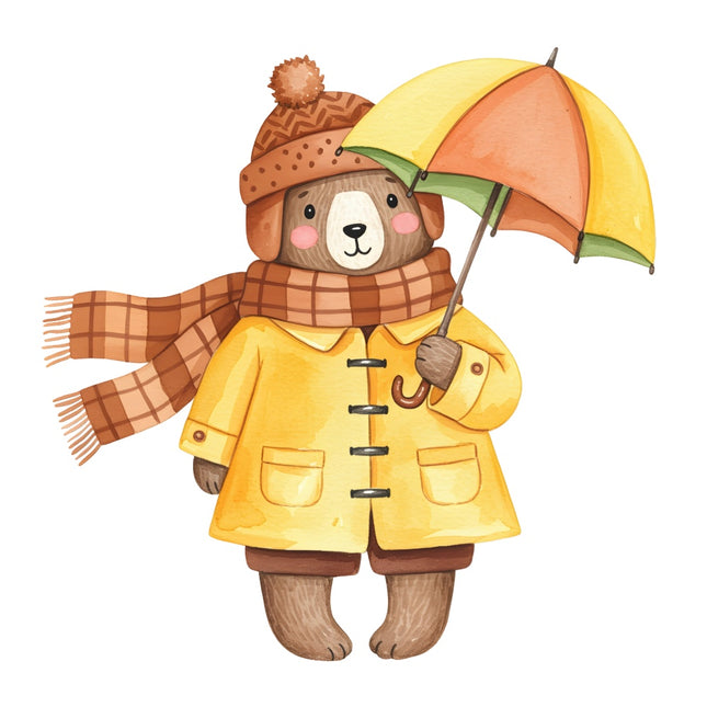 autumn bear fabric panel