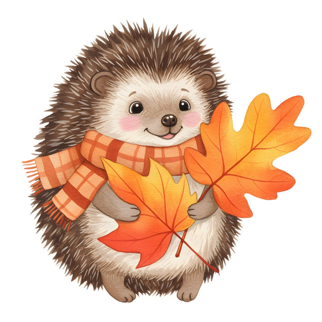 autumn hedgehog fabric panel