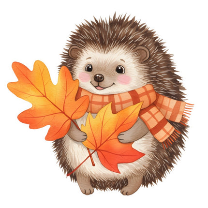 Autumn Fall Hedgehog 100% Cotton Fabric Panel Block FLIP-ART547
