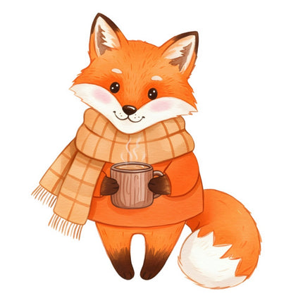Autumn Fall Fox Wearing Scarf 100% Cotton Fabric Panel Block FLIP-ART548