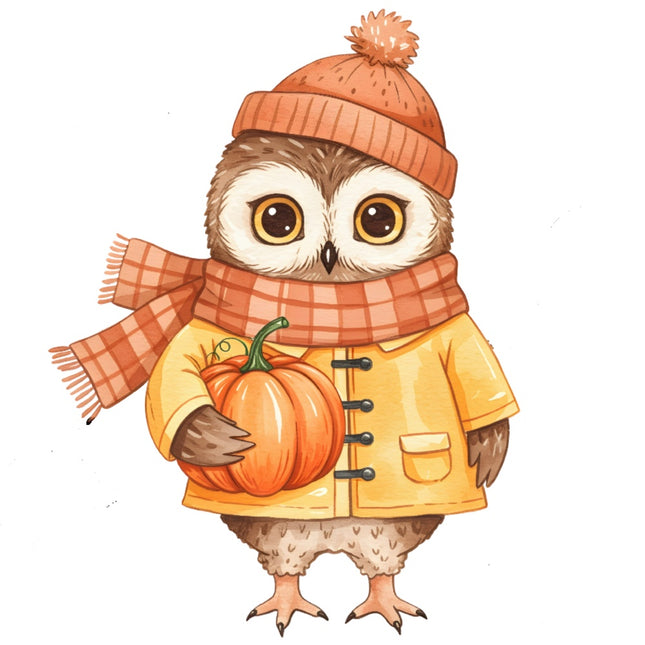 autumn owl fabric panel
