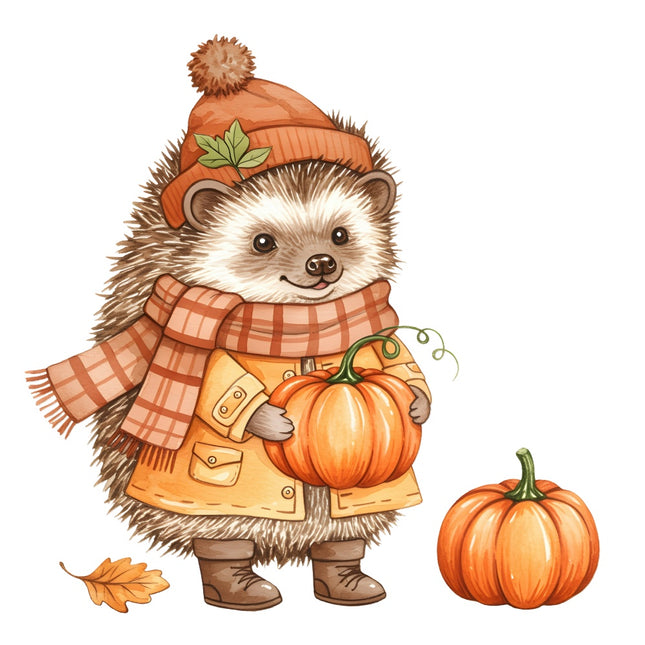 autumn hedgehog fabric panel