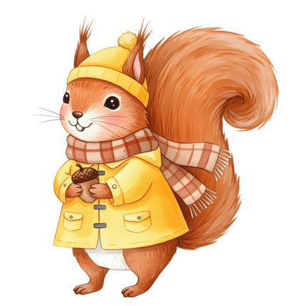 Autumn Fall Squirrel 100% Cotton Fabric Panel Block FLIP-ART558