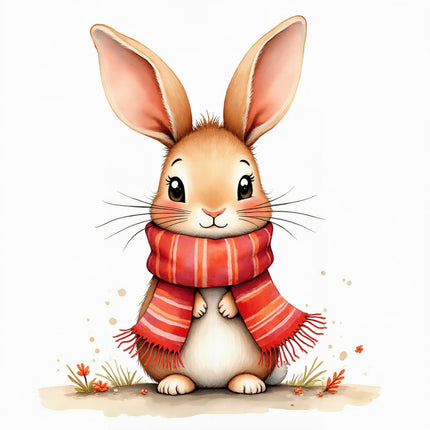 winter rabbit fabric panel
