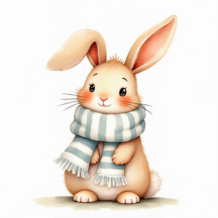 winter rabbit fabric panel