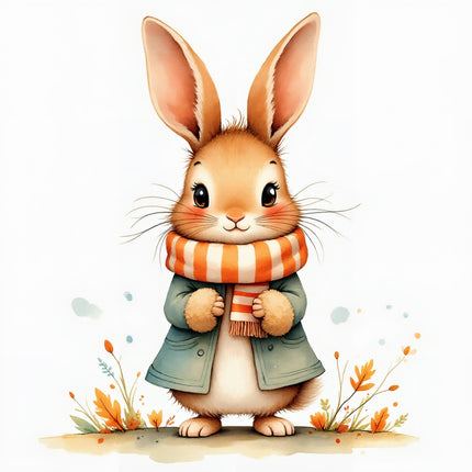 winter rabbit fabric panel