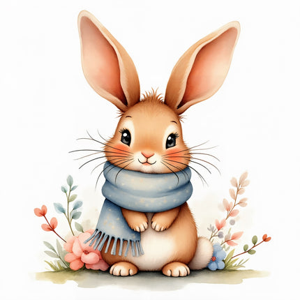 winter rabbit fabric panel