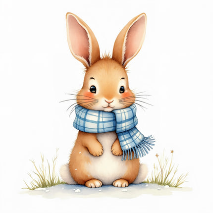 winter rabbit fabric panel