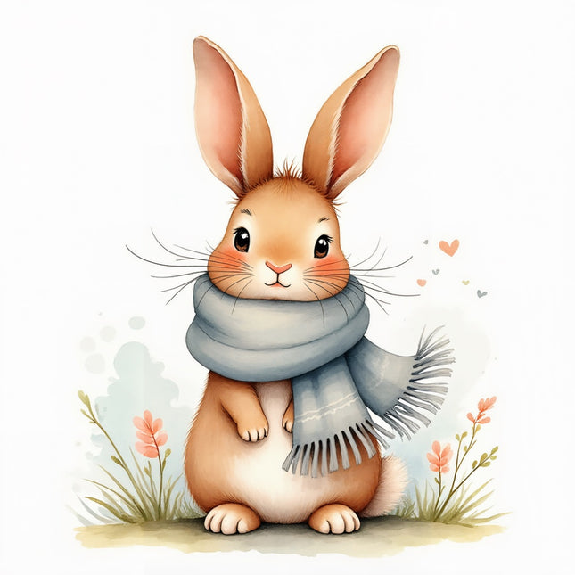 winter rabbit quilt square