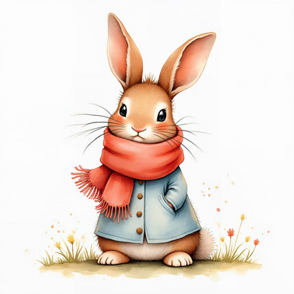 winter rabbit quilt square