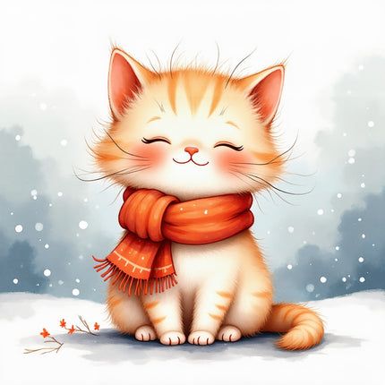 winter cat quilt square