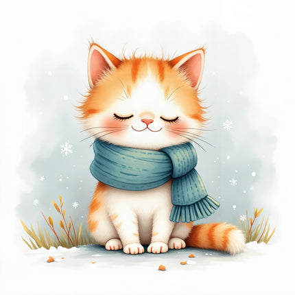 winter cat quilt square