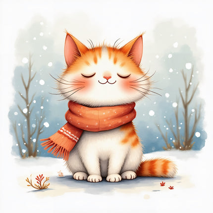 winter cat quilt square