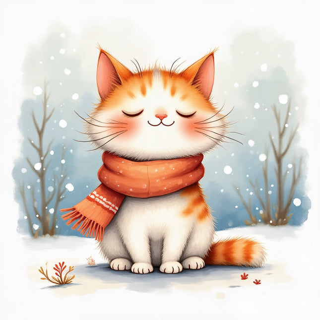 winter cat quilt square