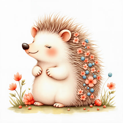 floral hedgehog quilt square