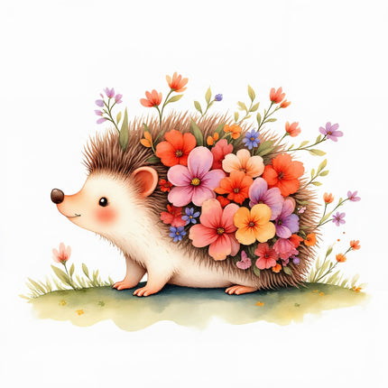 floral hedgehog quilt square