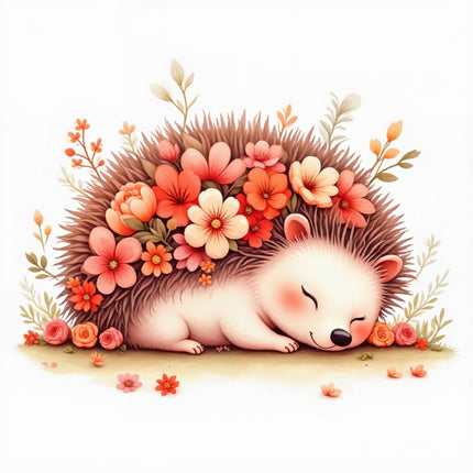 Floral Hedgehog 100% Cotton Fabric Panel Block FLIP-ART612