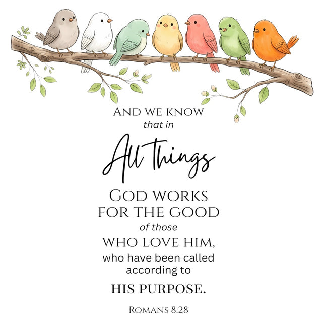 Romans 8:28 bible verse fabric panel