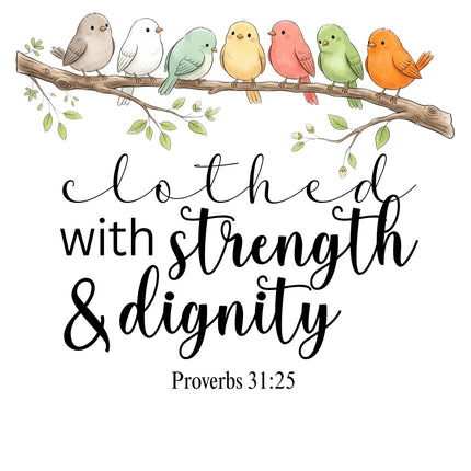scripture fabric panel Proverbs 31:25