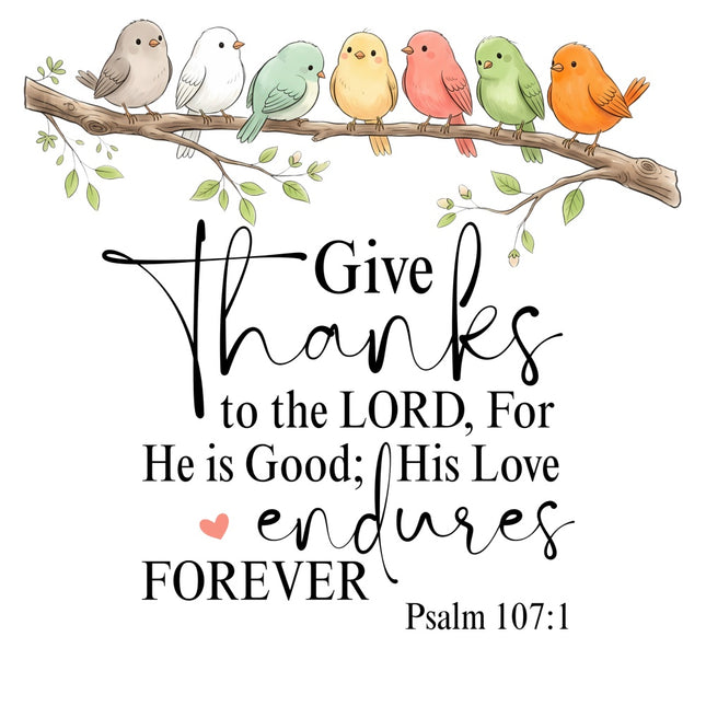scripture fabric panel Psalm 107:1