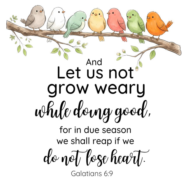 scripture fabric panel Galatians 6:9
