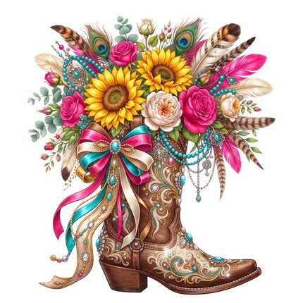 floral cowboy boot quilt square