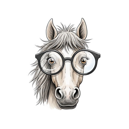 horse wearing glasses quilt square