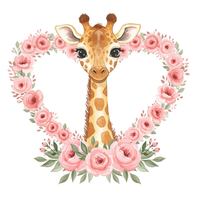 pink floral giraffe quilt block