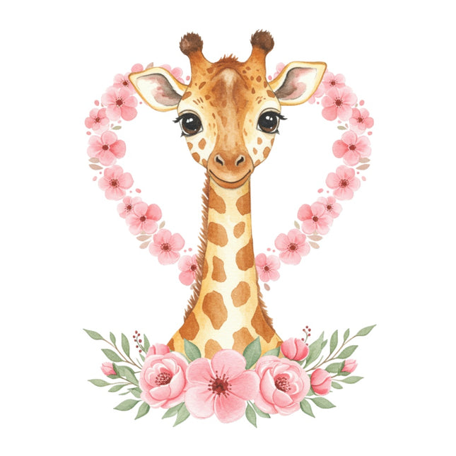 pink floral giraffe quilt block