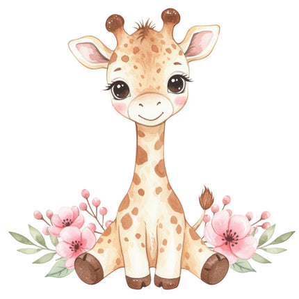 pink floral giraffe quilt square