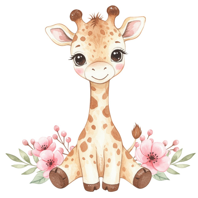 pink floral giraffe quilt square