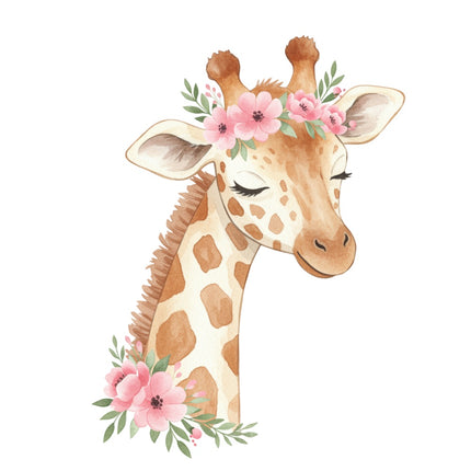 pink floral giraffe quilt square