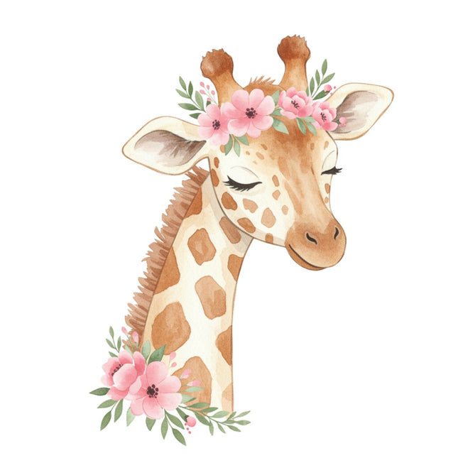 pink floral giraffe quilt square