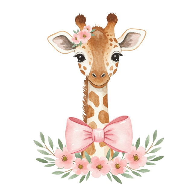 pink floral giraffe fabric panel