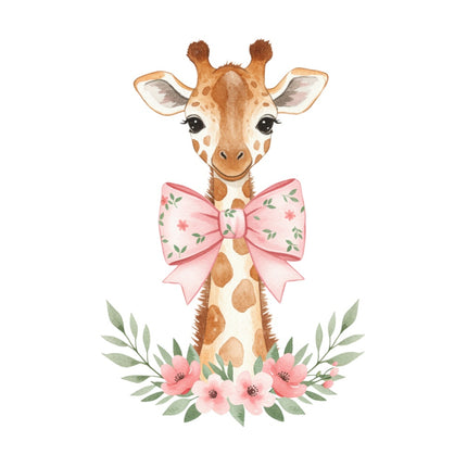 pink floral giraffe fabric panel