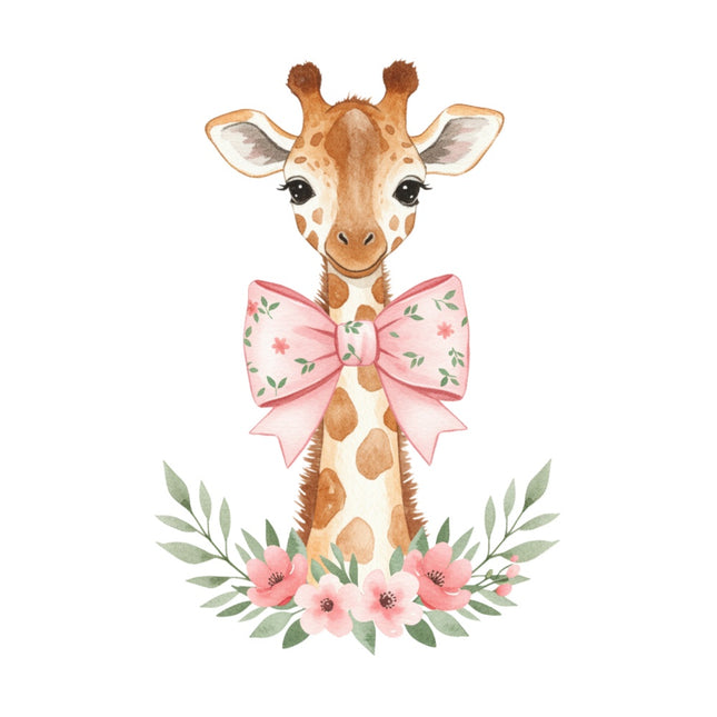 pink floral giraffe fabric panel