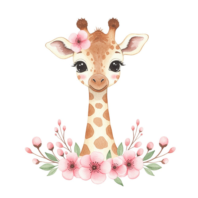 pink floral giraffe fabric panel