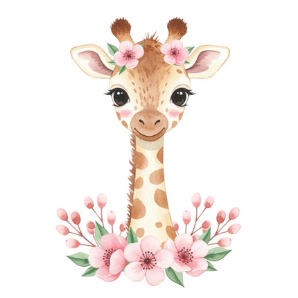 pink floral giraffe fabric panel