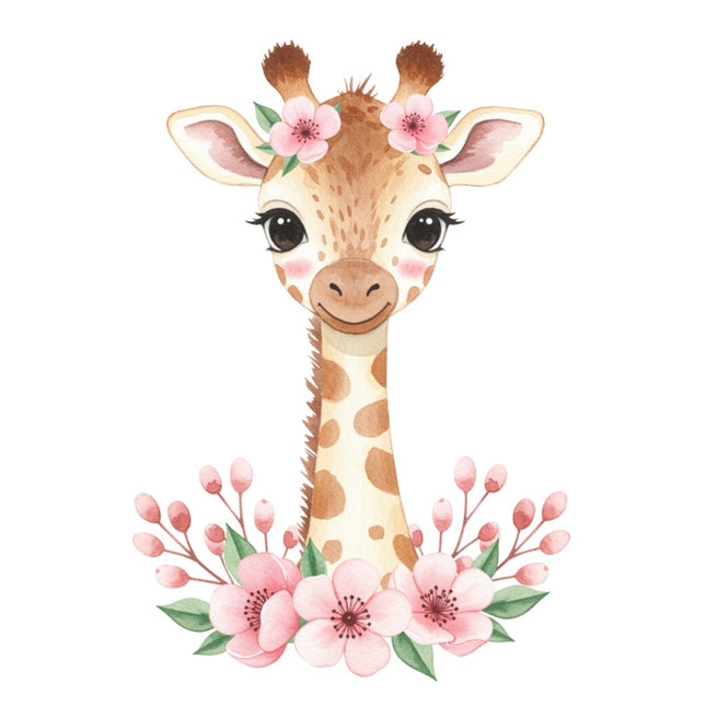 pink floral giraffe fabric panel