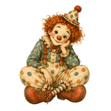 Circus Clown 100% Cotton Fabric Panel Block Quilt Square FLIP-ART922