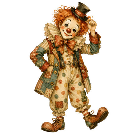 Circus Clown 100% Cotton Fabric Panel Block Quilt Square FLIP-ART924