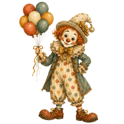 clown with balloons fabric panel