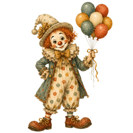 Circus Clown 100% Cotton Fabric Panel Block Quilt Square FLIP-ART925