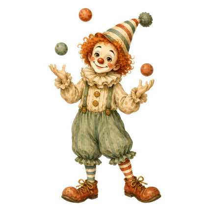 Juggling Circus Clown 100% Cotton Fabric Panel Block FLIP-ART927
