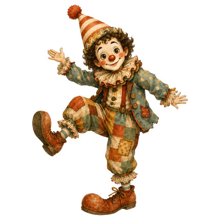 circus clown square fabric panel