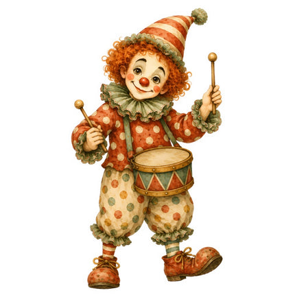 Circus Clown 100% Cotton Fabric Panel Block Quilt Square FLIP-ART934