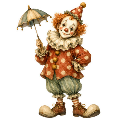 Circus Clown 100% Cotton Fabric Panel Block Quilt Square FLIP-ART944