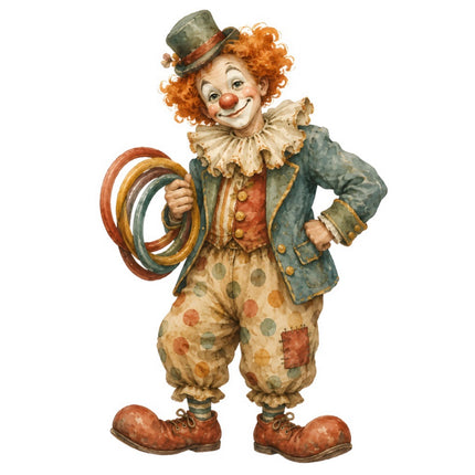 Circus Clown 100% Cotton Fabric Panel Block Quilt Square FLIP-ART946